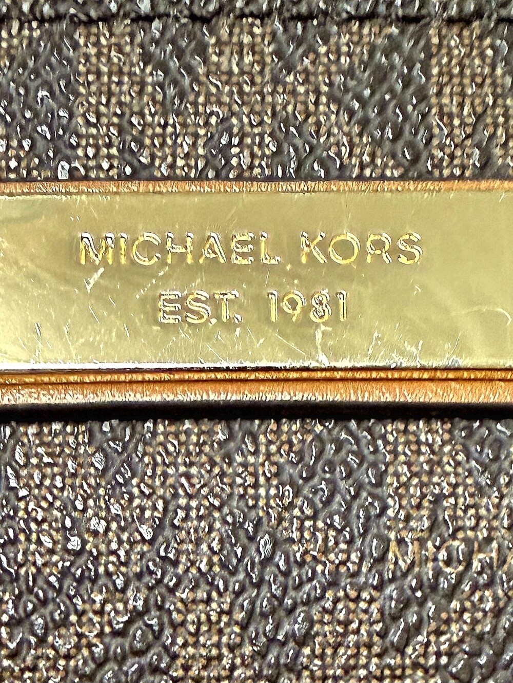 Michael Kors Brown Logo-Print Wristlet with Tan Leather Inside & Trim - Picture 2 of 5